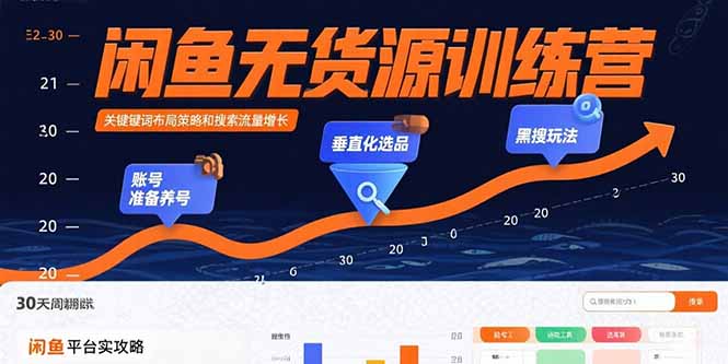 闲鱼无货源训练营：账号准备养号/垂直化选品/黑搜玩法，0基础30天盈利指南-白马联创