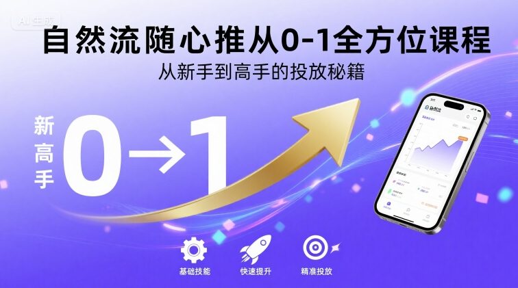 自然流随心推从0-1全方位课程，从新手到高手的投放秘籍-百义网络创业网-虚拟电商货源