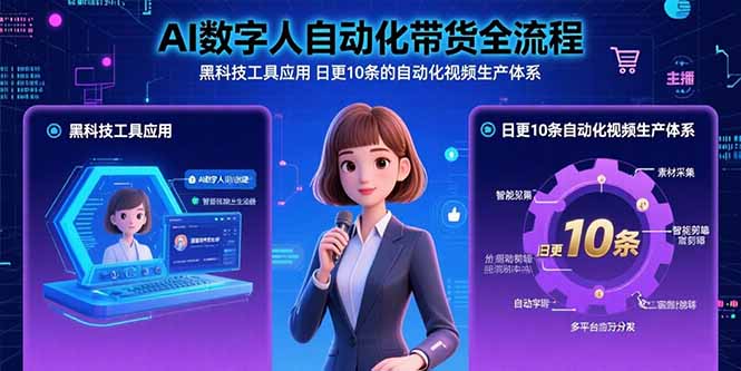 AI数字人自动化带货全流程：黑科技工具应用 日更10条的自动化视频生产体系-棕熊云分享