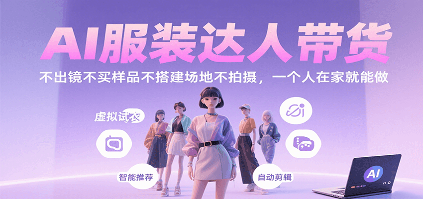 AI服装达人带货，不出镜不买样品不搭建场地不拍摄，一个人在家就能做-智富思维学堂
