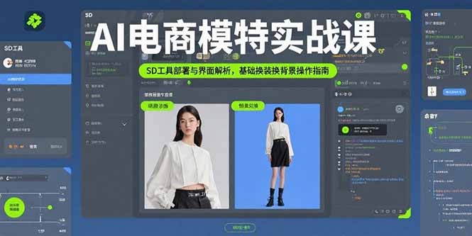 AI电商模特实战课，SD工具部署与界面解析，基础换装换背景操作指南-白马联创