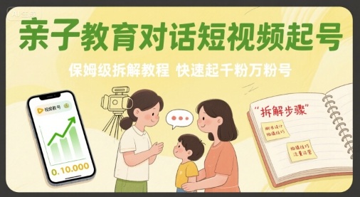 亲子教育对话短视频起号，保姆级拆解教程，快速起千粉万粉号-百义网络创业网-虚拟电商货源