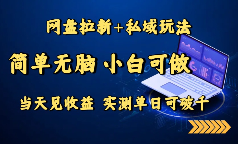 网盘拉新+私域玩法，简单无脑，小白可做，当天见收益，实测单日可破千-百义网络创业网-虚拟电商货源