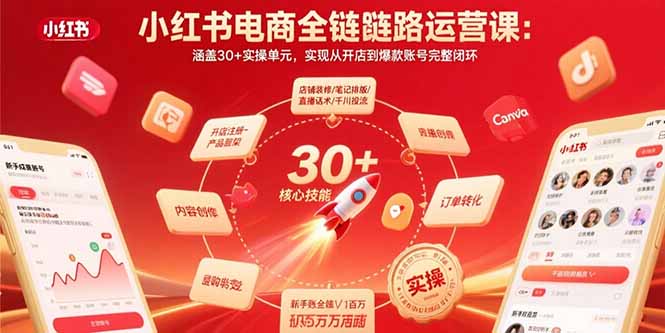 小红书电商全链路运营课：涵盖30+实操单元，实现从开店到爆款账号完整闭环-百义网络创业网-虚拟电商货源