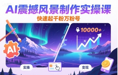 AI震撼风景制作实操课，快速起千粉万粉号-白马联创