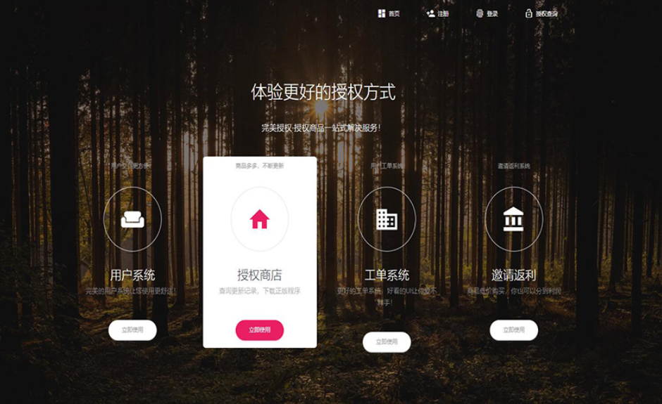 PHP域名授权系统网站 精美UI支付系统团队合作代理返利发卡系统 授权授权管理工单系统-白马联创