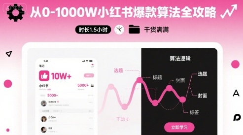 从0-1000W小红书爆款算法全攻略，时长1.5小时，干货满满-清风