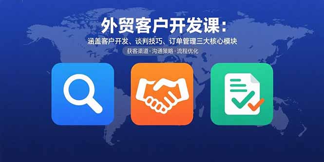 外贸客户开发课：涵盖客户开发、谈判技巧、订单管理三大核心模块汇通分享-专注分享网络创业项目实操课程 – 全网首发_高质量创业项目输出汇通分享