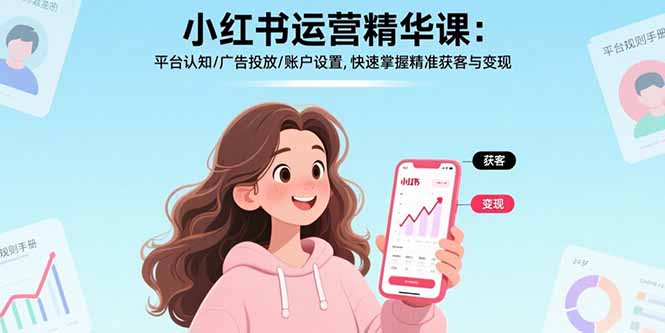 小红书运营精华课：平台认知/广告投放/账户设置,快速掌握精准获客与变现汇通分享-专注分享网络创业项目实操课程 – 全网首发_高质量创业项目输出汇通分享