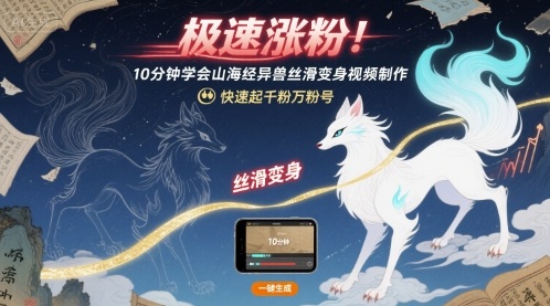 极速涨粉！10分钟学会山海经异兽丝滑变身视频制作，快速起千粉万粉号-我爱发帖