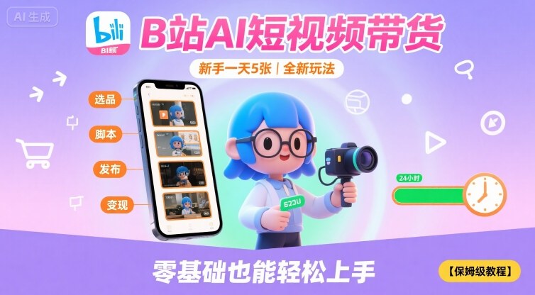 B站AI短视频带货，新手一天5张，全新玩法【保姆级教程】-我爱发帖