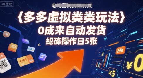 多多虚拟类目玩法，0成本全自动发货，矩阵操作日5张汇通分享-专注分享网络创业项目实操课程 – 全网首发_高质量创业项目输出汇通分享
