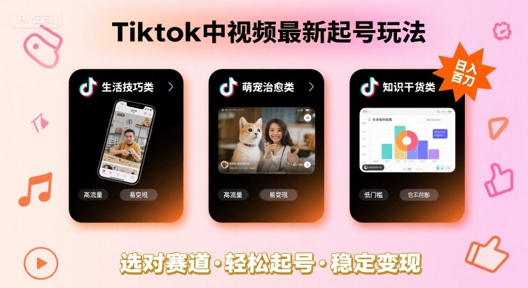 Tiktok中视频最新起号玩法，想要日入百刀，做好这几个赛道就可以了-我爱发帖