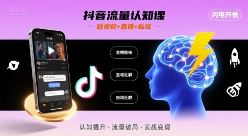 抖音流量认知课，短视频+直播+私域，认知提升，闪电开悟-我爱发帖