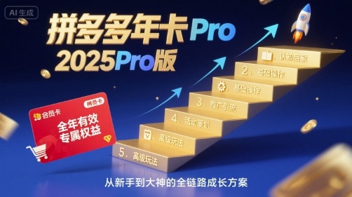 拼多多年卡2025Pro版，五大板块从认知到基础、从推广到活动、从活动到玩法-我爱发帖