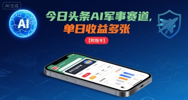 今日头条AI军事赛道，单日收益多张 ，手机可做【附指令】-我爱发帖