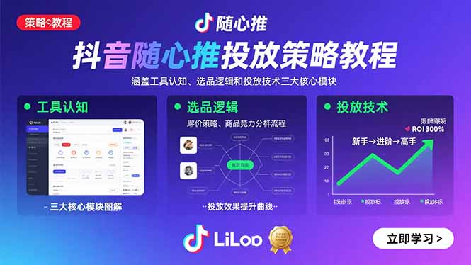 抖音随心推投放策略教程：涵盖工具认知、选品逻辑和投放技术三大核心模块-我爱发帖