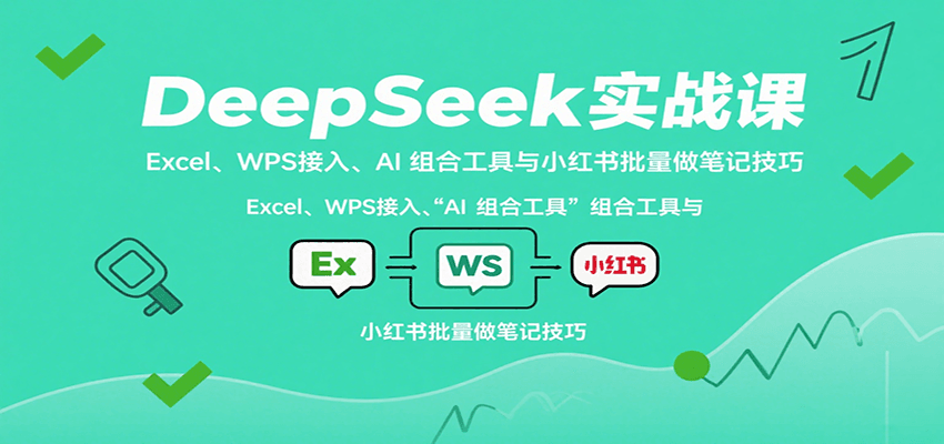 DeepSeek实战课：Excel、WPS接入、AI 组合工具与小红书批量做笔记技巧-创富院
