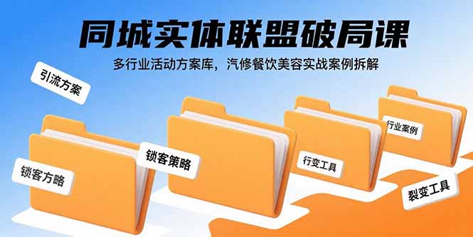同城实体联盟破局课，多行业活动方案库，汽修餐饮美容实战案例拆解-我爱发帖
