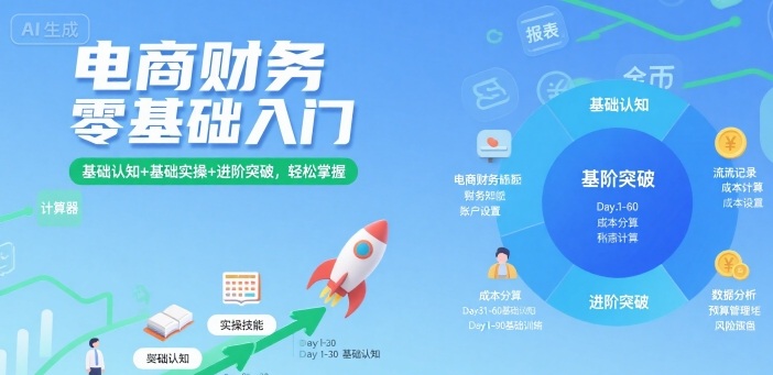 电商财务零基础入门，基础认知+基础实操+进阶突破，轻松掌握-我爱发帖