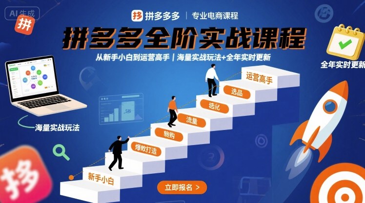 拼多多全阶实战课程，从新手小白到运营高手，海量实战玩法+全年实时更新【2025年9月更新】-胜利号