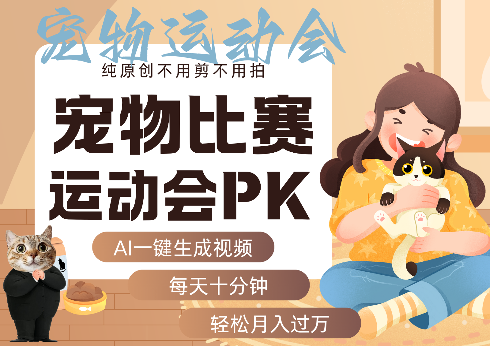 AI萌宠运动员跳水 射击 篮球 足球比赛 每天十分钟 附详细提示词文案库 代替做…-小白网创