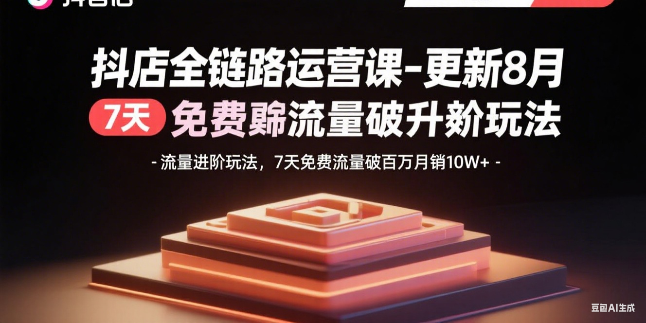 抖店全链路运营课-更新8月：流量进阶玩法，7天免费流量破百万月销10W+ - 宏盛创业网-宏盛创业网