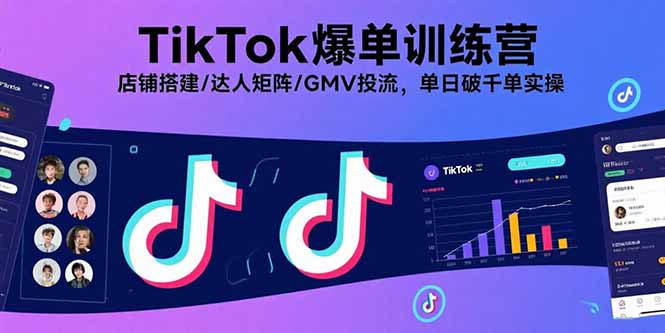TikTok爆单训练营，店铺搭建/达人矩阵/GMV投流，单日破千单实操 - 副业联盟-副业联盟