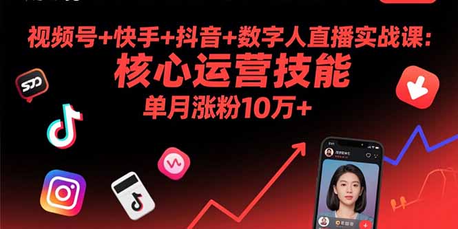 视频号+快手+抖音+数字人直播实战课(9月 - 副业联盟-副业联盟