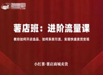 小红薯薯店商城卖货，进阶流量课，教你如何开店选品、如何系统引流，实现快速卖货变现-锋越云网创