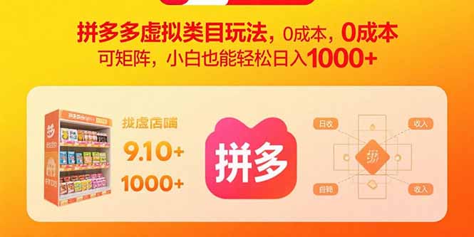 拼多多虚拟类目玩法，0成本，可矩阵，小白也能轻松日入1000+-胜利号