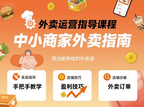 外卖运营指导课程，中小商家外卖指南，手把手带出能挣钱的外卖店 - 副业联盟-副业联盟