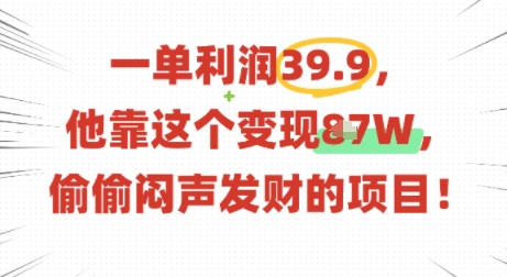 一单利润39.9，有人靠这个变现几十个，偷偷闷声发财的项目 - 副业联盟-副业联盟