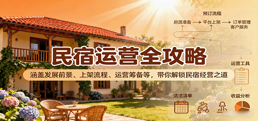 民宿运营全攻略：涵盖发展前景、上架流程、运营筹备等，带你解锁民宿经营之道汇通分享-专注分享网络创业项目实操课程 – 全网首发_高质量创业项目输出汇通分享