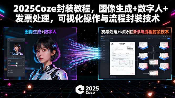 2025Coze封装教程，图像生成+数字人+发票处理，可视化操作与流程封装技术 - 副业联盟-副业联盟