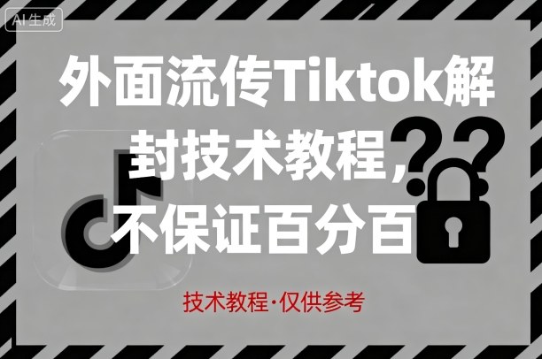 外面流传Tiktok解封技术教程，不保证百分百，具体自测 - 副业联盟-副业联盟