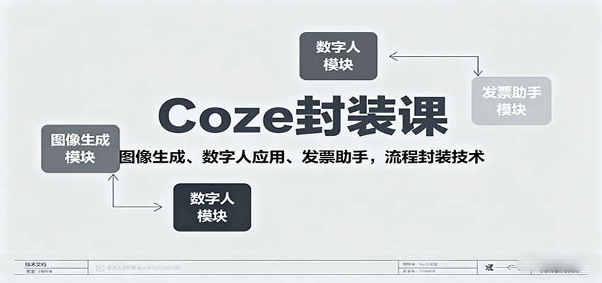 Coze封装课，图像生成、数字人应用、发票助手，流程封装技术 - 副业联盟-副业联盟