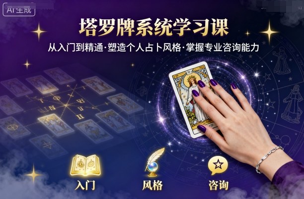 塔罗牌系统学习课，助你从入门到精通，塑造个人占卜风格，掌握专业咨询能力汇通分享-专注分享网络创业项目实操课程 – 全网首发_高质量创业项目输出汇通分享