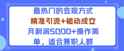 小众赛道玩法：当下最热门的变现方式，精准引流+被动成交月利润5k+操作简单，适合兼职人群-世界代码分享网
