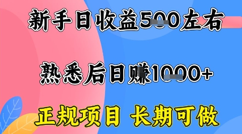 全年可变现项目，收益高无门槛，正规项目，长期可做，一天收益1k+一台电脑在家创业【揭秘】-源码天堂