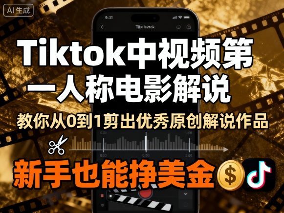 Tiktok中视频第一人称电影解说，教你从0到1剪出一个优秀的原创解说作品，新手也能挣美金-智富思维学堂