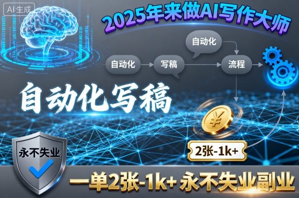 2025年来做AI写作大师，自动化写稿，一单2张-1k+，永不失业副业汇通分享-专注分享网络创业项目实操课程 – 全网首发_高质量创业项目输出汇通分享