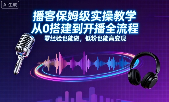播客保姆级实操教学，从0搭建到开播全流程，零经验也能做，低粉也能高变现-小白项目网