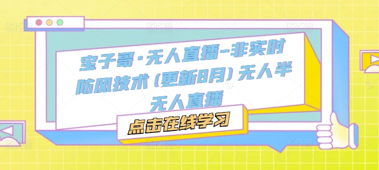 宝子哥·无人直播-非实时防风技术(更新25年9月)无人半无人直播-副业项目资源网