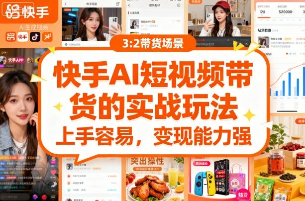 快手ai短视频带货的实战玩法，上手容易，变现能力强-副业项目资源网