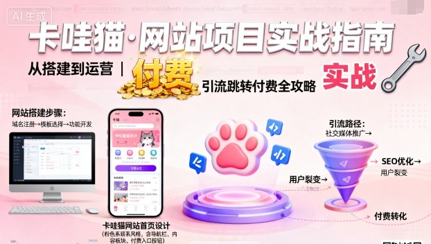 卡哇猫·网站项目，网站搭建与运营以及引流跳转付费-创薯资源