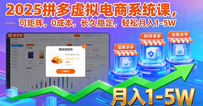 2025拼多多虚拟电商系统课，可矩阵，0成本，长久稳定，轻松月入1-5W汇通分享-专注分享网络创业项目实操课程 – 全网首发_高质量创业项目输出汇通分享