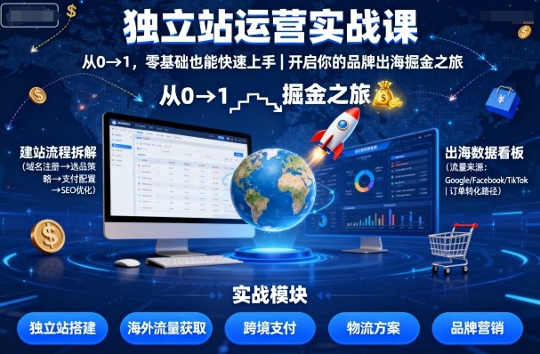 独立站运营实战课，​从0到1，零基础也能快速上手，开启你的品牌出海掘金之旅-飞豹博客