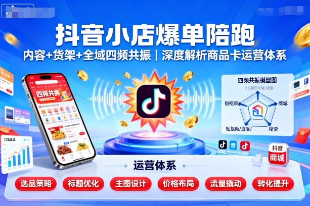抖音小店爆单陪跑，内容＋货架＋全域四频共振，深度解析抖音商品卡运营体系-juejinmima