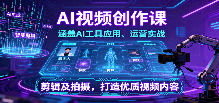 AI视频创作课，涵盖AI工具应用、运营实战、剪辑及拍摄，打造优质视频内容-juejinmima